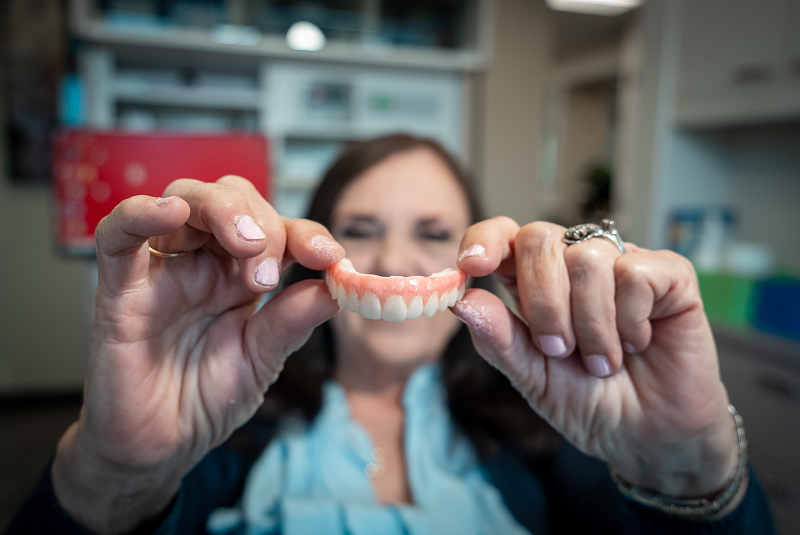 Barbara showing implant