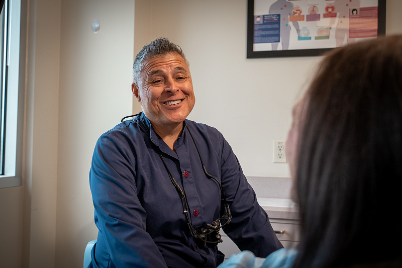 Dr. Dorantes speaking to patient