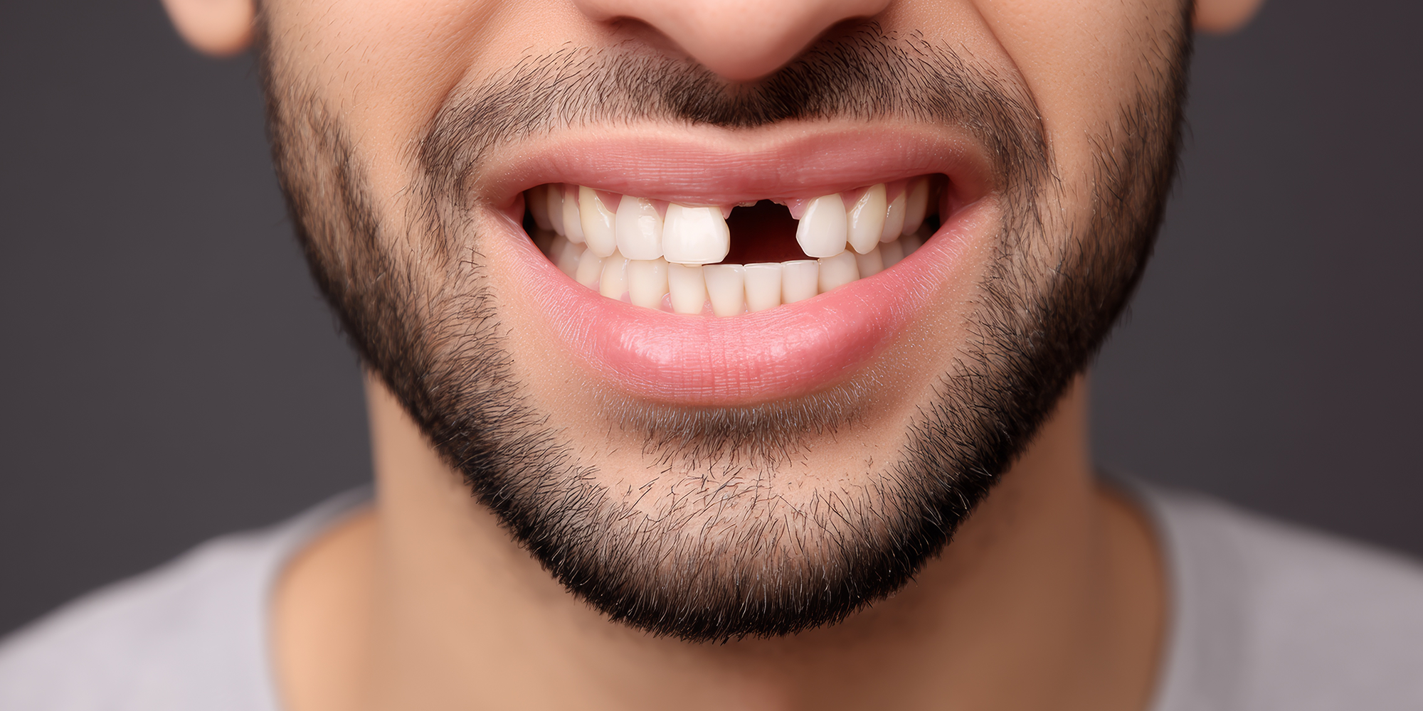 a guy with a knocked out tooth in the front